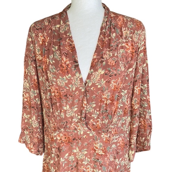 April Cornell Floral Print Wrap Front Chiffon Midi Dress - XL - Picture 3 of 13